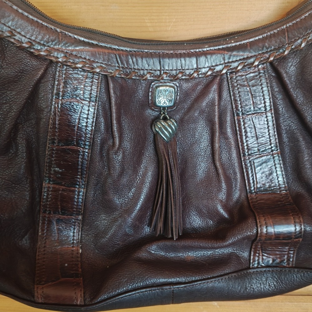 Nice Brighton Splendid Black & Chocolate Leather Purse Shoulder Bag D615780 ZA4 - Picture 6 of 9